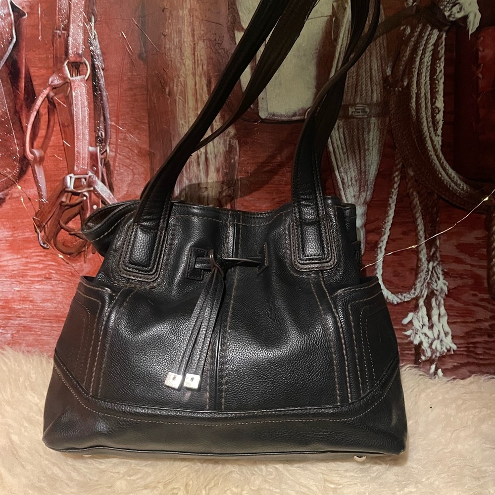 Tignanello XL 3 section leather bag